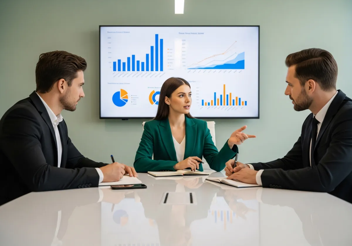 Team bespricht Analyseergebnisse im Büro